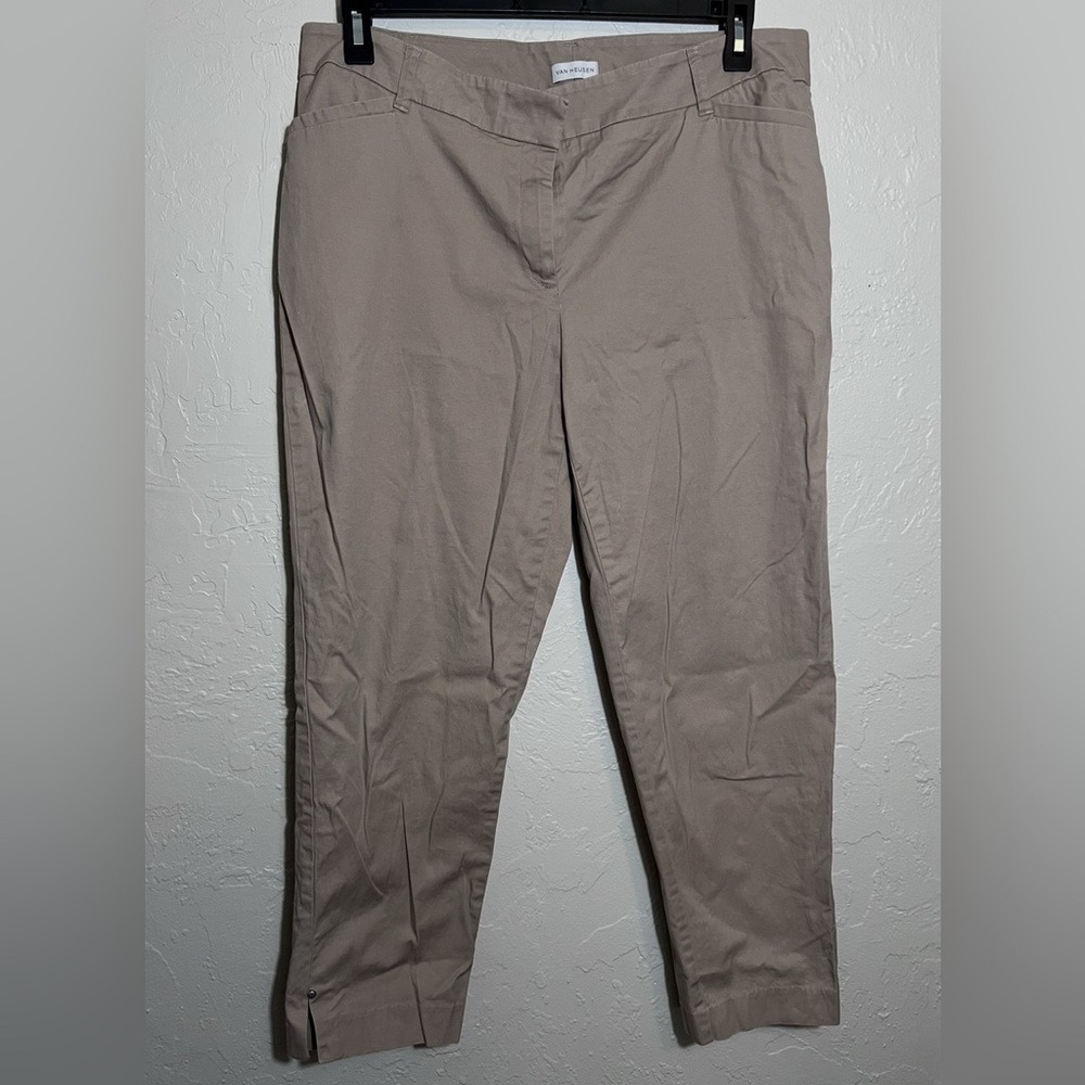 VAN HEUSEN STRETCH EXTENSIBLE BEIGE ANKLE PANTS SIZE 14 REGULAR
